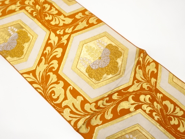 JAPANESE KIMONO / ANTIQUE FUKURO OBI / SILK / WOVEN KIKKO PATTERN